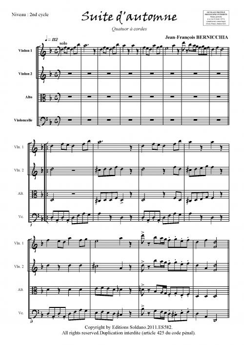 Suite D'Automne (Violon I, Violon II, Alto, Violoncelle) (BERNICCHIA J)
