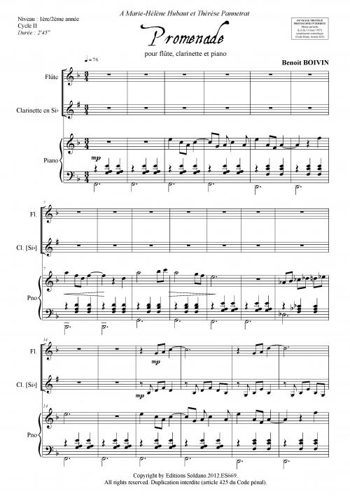 Promenade (Pour Flûte, Clarinette Et Piano)