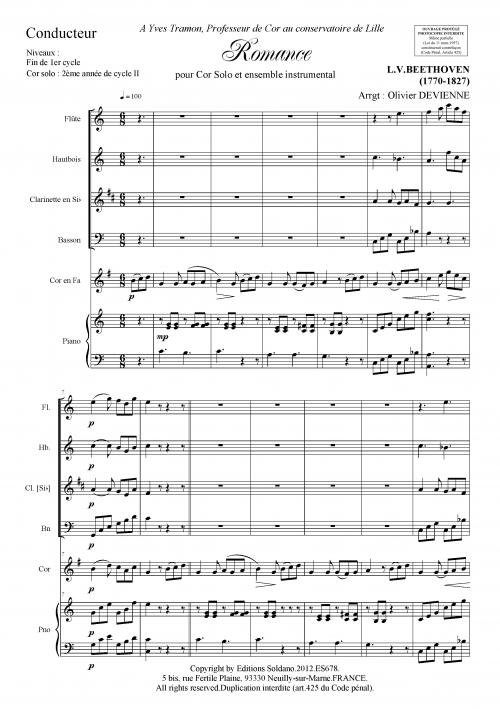 Romance (Cor Solo, Flûte, Hautbois, Clarinette, Basson Et Piano)
